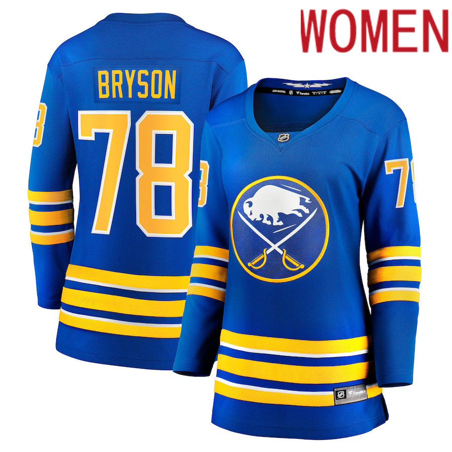 Women Buffalo Sabres 78 Jacob Bryson Fanatics Branded Royal Home Breakaway Player NHL Jersey